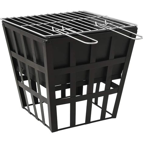2-in-1 Fire Pit and BBQ 34x34x48 cm Steel vidaXL