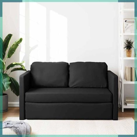 Canapé-lit - 353973 - Similicuir noir - Convertible 2 en 1 112x174x55 cm - Structure métal (1/5)