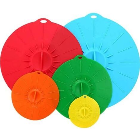 coperchi in silicone alimentare, riutilizzabili, con ventosa, per ciotole, pentole, piatti e tazze (colore standard)