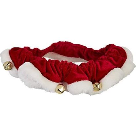 Petit collier chouchou Père Noël pour animaux de compagnie - Accessoire festif pour les fêtes de Noël, doux et extensible, avec clochettes (1/5)