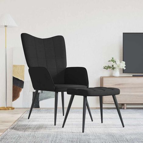 Relaxsessel mit Hocker Schwarz Stoff vidaXL (1/5)