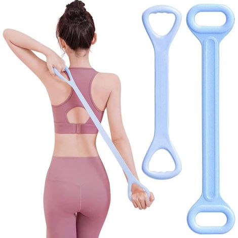 Lot de 2 bandes de résistance elastique de fitness - Pour entraînement du dos et renforcement musculaire - Avec poignées confortables - Pour le yoga, l'étirement et le fitness (1/5)