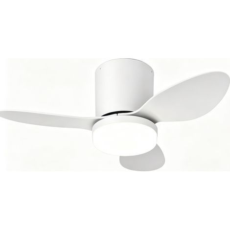 63cm Lampe Ventilateur Plafond Silencieux Avec Télécommande, Petit Ventilateur Plafonnier Avec Lumiere Intégrée, Luminaire Ventilateur Plafonnier Design Pour Chambre, Reversible Motore DC, 6 Vitesses- (1/5)
