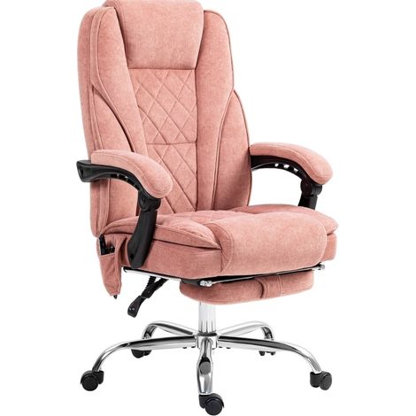 Silla de oficina con masaje vibratorio y calor, reclinable, rosa (1/4)