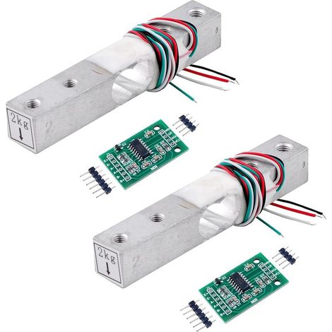 2 Sets – Wägezelle – HX711-Modul – 2 kg hochpräziser Wägesensor für Arduino-DIY-Elektronikwaagen, Schwarz, 12,7 x 12,7 x 80 cm (1/5)