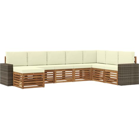 Outdoor-Sofagarnitur 8 Stk. Natur und Creme vidaXL (1/5)