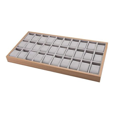 Boîte de rangement en bois pour montres, bijoux, vitrine, bracelet, plateau de rangement, boîte de rangement, boîte de rangement pour montres (30 emplacements) (1/5)