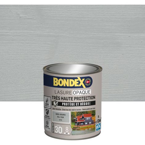Bondex – Lasure extérieure opaque 1L – Très haute protection 8 ans – Aspect satin – Pour bois neufs et anciens – Résistance UV et intempéries
