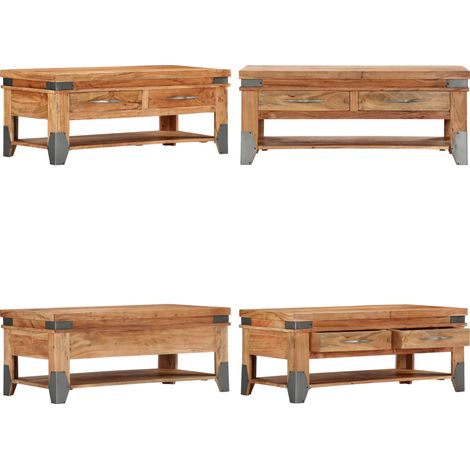 Table basse 110x52x45 cm Bois d'acacia solide - Table Basse - Meuble TV - Table D'appoint - Acacia - Bois Naturel - Home & Living (1/5)