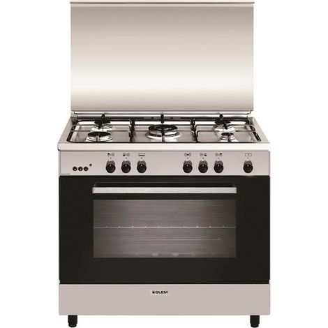 Glemgas – Piano de cuisson gaz 104L 5 feux inox – 1 triple couronne 3,8 kW – Convection naturelle – Nettoyage manuel – Classe A
