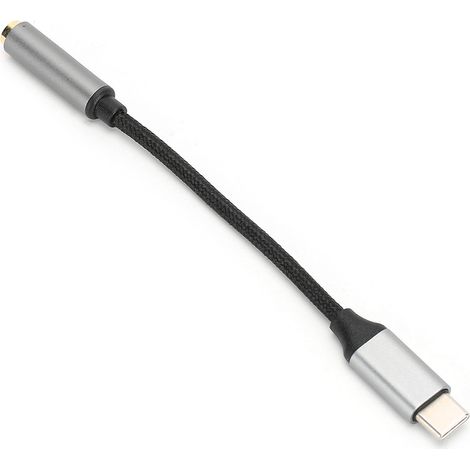 Adaptateur USB-C vers Jack Audio 3,5 mm pour Casque Écouteurs - Câble Gris