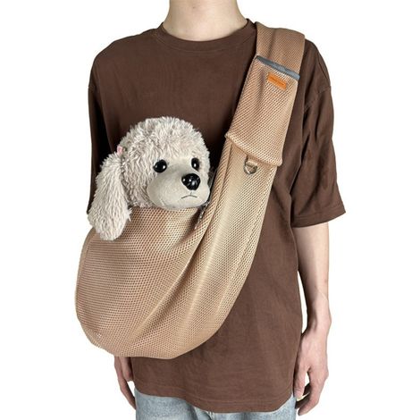 Sac pour petits chiens et chats - Maille respirante kaki (1/2)