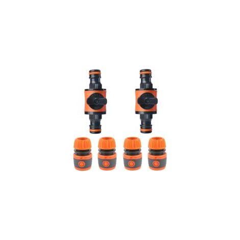 Conector de manguera de 2 piezas, acoplamientos de extremo rápido, juego rápido para manguera de jardín, conector rápido con válvula de cierre de agua, para manguera de jardín de 1/2", para grifo, man