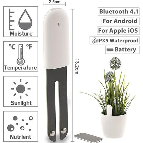4 Hop 1 Bodensensor-Tester, Pflanzenfeuchtigkeitsmesser, intelligentes Pflanzenhygrometer, automatische Überwachung von Luftfeuchtigkeit/Licht/Düngung/Temperatur, für die Mijia App (1 Stück) (1/5)