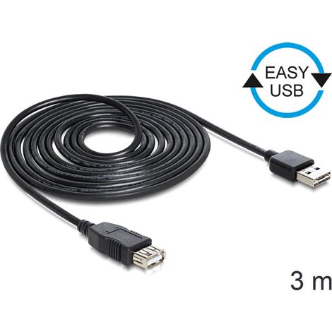 Delock cable easy-usb 2.0-a male  usb 2.0-a female extension 3 m