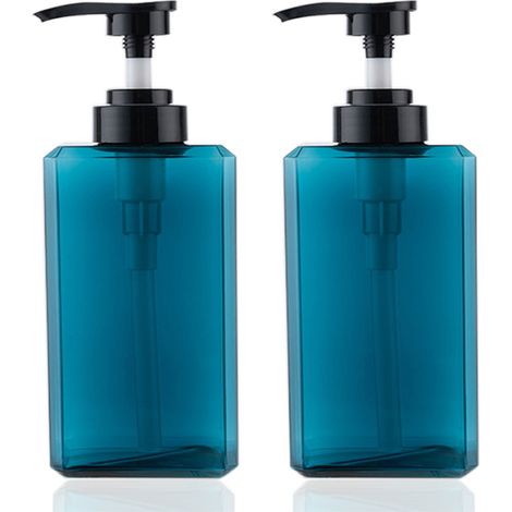 Flacon Distributeur Pompe - Carré - 450 ml - Rechargeable - Pour Lotion Savon Huile Essentielle Shampoing - Lot de 2 (1/5)