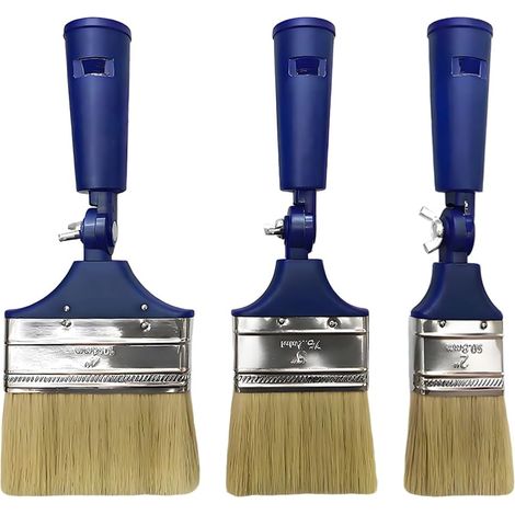 Lot de 3 pinceaux de peinture extensibles professionnels réglables multi angles réglables pour mur, plafond, peinture intérieure et extérieure (50 mm, 60 mm, 70 mm)
