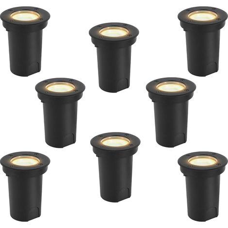 TolleTour 8x 3W Bodenleuchte Schwenkbar IP65 Außen LED Bodeneinbaustrahler Bodenstrahler Bodenlampe Warmweiß - Schwarz Gehäuse