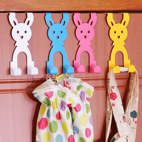 Lot de 5 crochets de porte en forme de lapin, multifonctionnels, sans clous, mignons et résistants, pour la maison. (1/5)