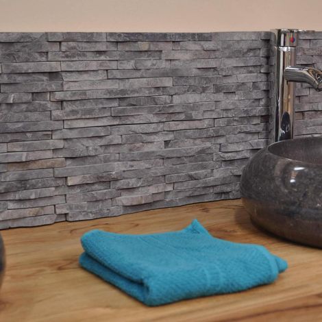 Wanda Collection – Plaquette de parement en marbre brut gris noir – Dimensions 40x15cm – 1 carton de 16 plaques – Revêtement mural intérieur et extérieur
