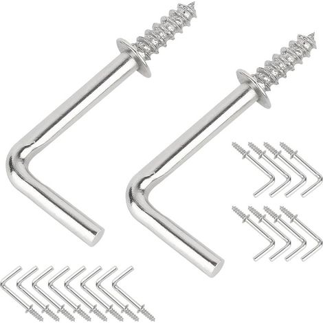 Lot de 20 Crochet à Vis, 20mm Petits Crochets à Visser à Angle Droit, en Acier au Carbone en Forme de L, Crochets à Vis Autotaraudeuses à Métal pour Accrocher (1/5)