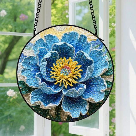 Suspension en vitrail, attrape-soleil minimaliste artistique, décoration porte intérieure, cadeau Fête des Mères, Anniversaire pour femme, homme 9cm (1/5)