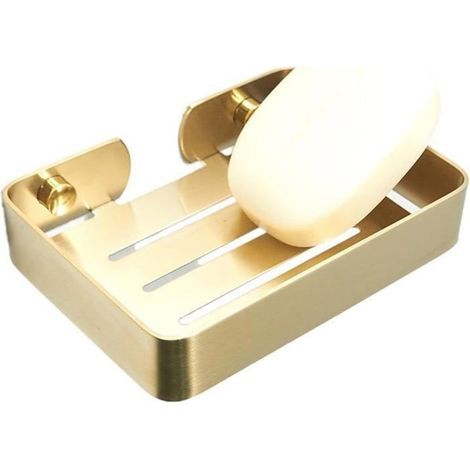 Wall-mounted stainless steel shower soap dish, bathroom organizer, screw-on installation.