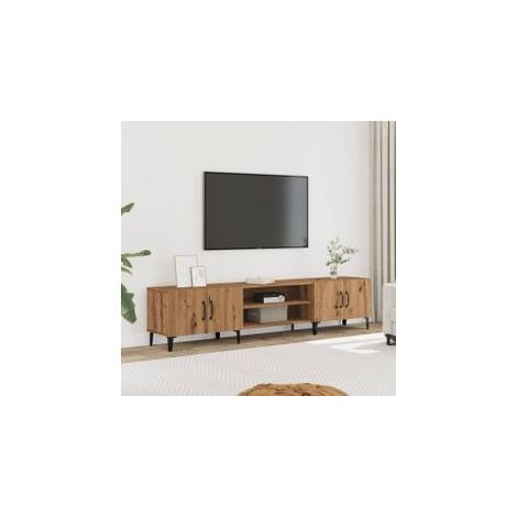 Meuble TV chêne artisanal 180x31,5x40 bois d'ingénierie (1/5)