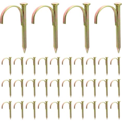 150 Pièces Crochet Acier Demi-collier Pouce Clou de Fixation pour Tuyau Support Robuste pour Conduite Eau Câble Fil Montage Rapide Résistant Corrosion (1/5)