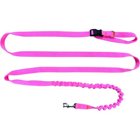 Hundeleine mit Stoßdämpfer, 380 cm, Neonpink, verstellbar, freihändig, hergestellt in Polen (1/5)