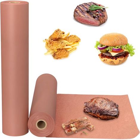 Metzgerpapier Rosa, 2 Rollen BBQ Kraftpapierrolle Lebensmittelechtes Kraftpapier für Grill, Smoker und Fleisch zum Kochen Saftig (30 cm x 10 m Ro (1/5)