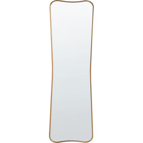Espejo moderno de pared con marco de madera forma ondulada con ganchos 160 x 50 cm dorado Brieuc (1/5)
