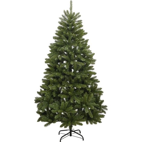 Sapin de Noël Arbre de Noël artificiel à charnières avec support vert 210 cm (1/5)