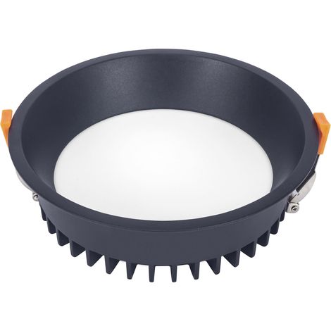 Jet downlight redondo con luz blanco cálido 3000K en color negro Ø 160mm