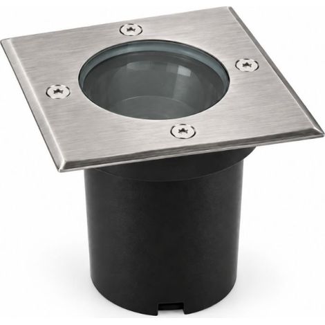 Spot Encastrable Extérieur de Sol Carré IP65 pour Ampoule LED GU10 Inox (1/5)