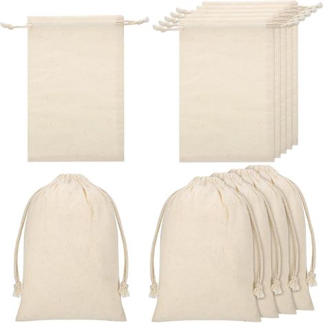 Sac En Coton - 15 X 10 Cm - Cordon De Fermeture - Pour Sachets Cadeaux Et Calendriers De Lavent - Lot De 20 (1/5)