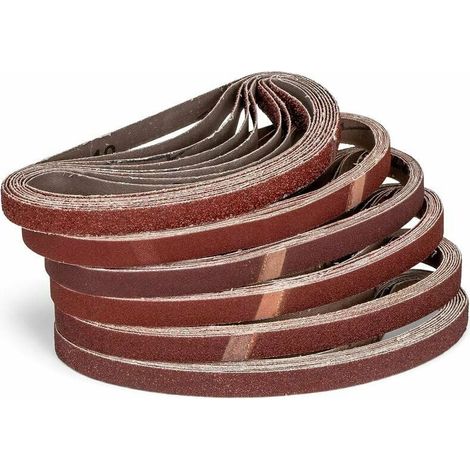 Lot de 120 bandes abrasives, 13 x 457 mm, corindon, tissu renforcé, pour bois et métal (1/5)