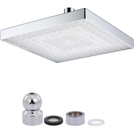 Tête de douche carrée LED effet pluie RGB automatique avec capteur température (1/5)