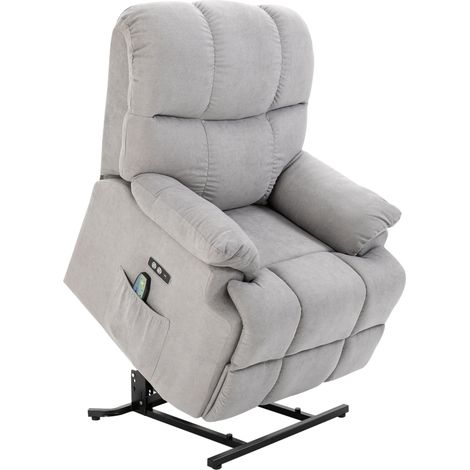 Elektrischer Relaxsessel mit Aufstehhilfe, Heizung, USB, Grau 83x95x105 cm (1/5)