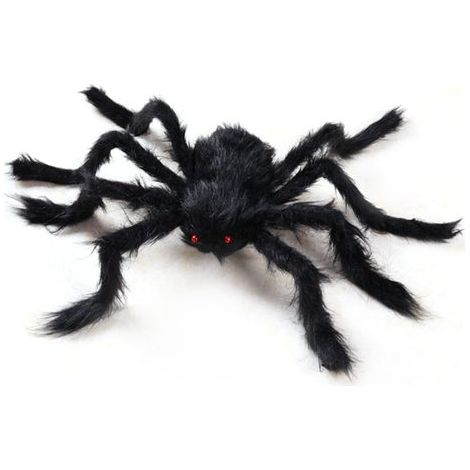Araignée géante factice réaliste, articulée, noire, douce et poilue, décoration effrayante pour Halloween, jardin ou maison, 125 cm (1/5)