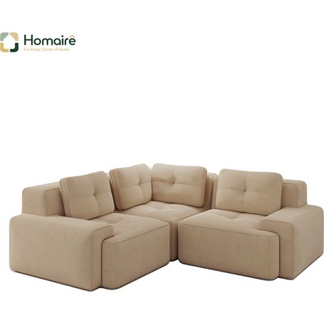 Canapé modulable en velours côtelé beige avec accoudoirs 249 x 249 x 69 cm HOMAIRE (1/5)