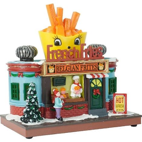 Dekorative Hausfigur in Form von Pommes frites mit LED-Lichtern, Weihnachtsdekoration für Zuhause oder Büro. (1/5)