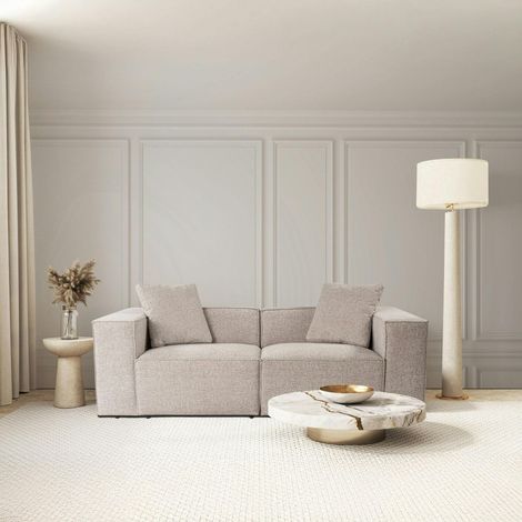 Canapé 3 places taupe design coutures apparentes OSTUNI (1/5)