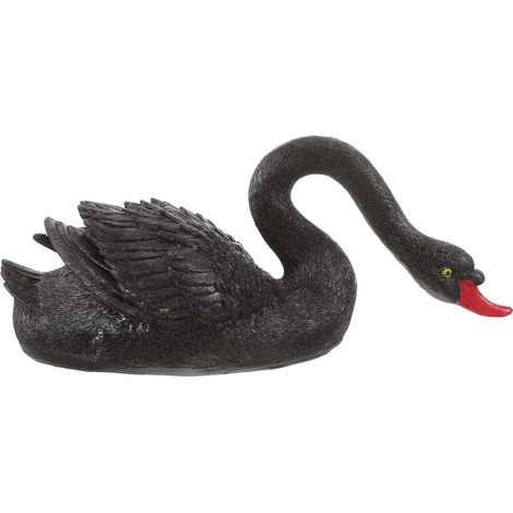 Schwarze Teichdekoration Schwan aus Kunststoff