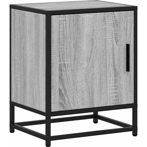 Maison Exclusive - Mesita noche madera de ingeniería gris sonoma