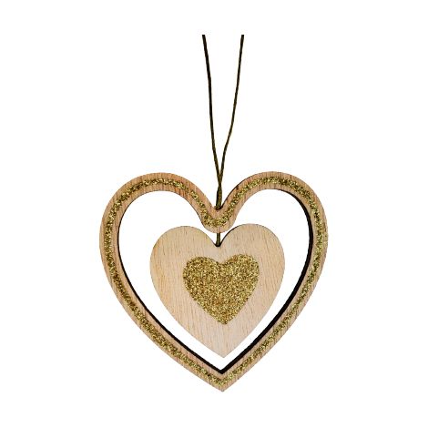 Ciondolo a forma di cuore in legno da appendere, 8 cm (1/4)
