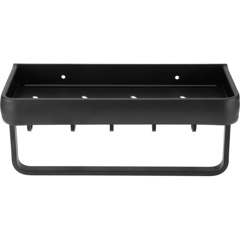Étagère de salle de bain murale en aluminium, panier de rangement creux de 30 cm (une seule couche avec tringle et 5 crochets) (1/5)