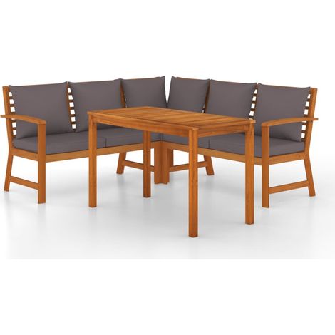 Maison Exclusive - 4-tlg. Garten-Essgruppe mit Kissen Massivholz
