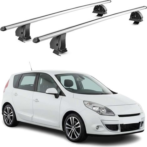 OMAC Barres de toit transversales en aluminium pour Renault Scenic III X-Mod 2009-2016 – TÜV / DIN 75302:2019 – Antivol inclus – Charge max 75 kg – 2 barres – Gris (1/4)