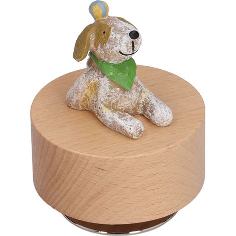 Runde Spieluhr aus Holz, DIY-Tierspieluhr für Möbeldekoration, Weihnachtsgeschenk, Welpe (1/5)